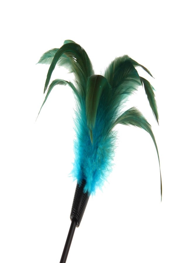 GiGwi Feather Teaser Cat Wand, Comfortable Soft TPR Handle for Easy Play, Natural Bird Feathers Entices Cats to Pounce & Chase, Safe, Non-Toxic, Durable, Mimics Real Prey, for Cats, Kittens, Blue - Image 3